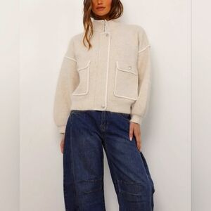 Lena Cream Rabbit Hair and Wool Jacket